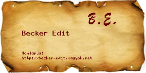 Becker Edit névjegykártya